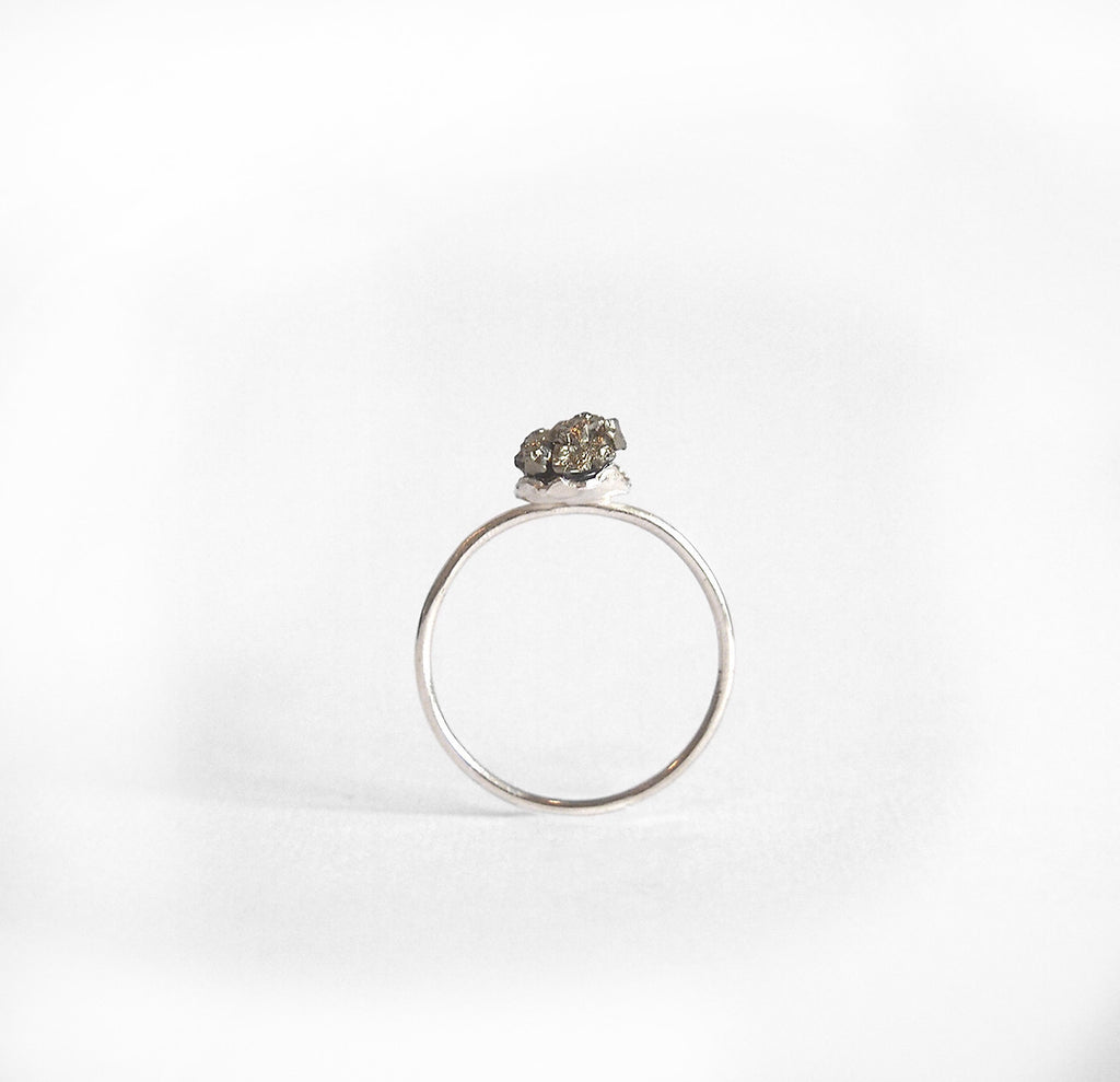 Tiny Pyrite Ring Gold