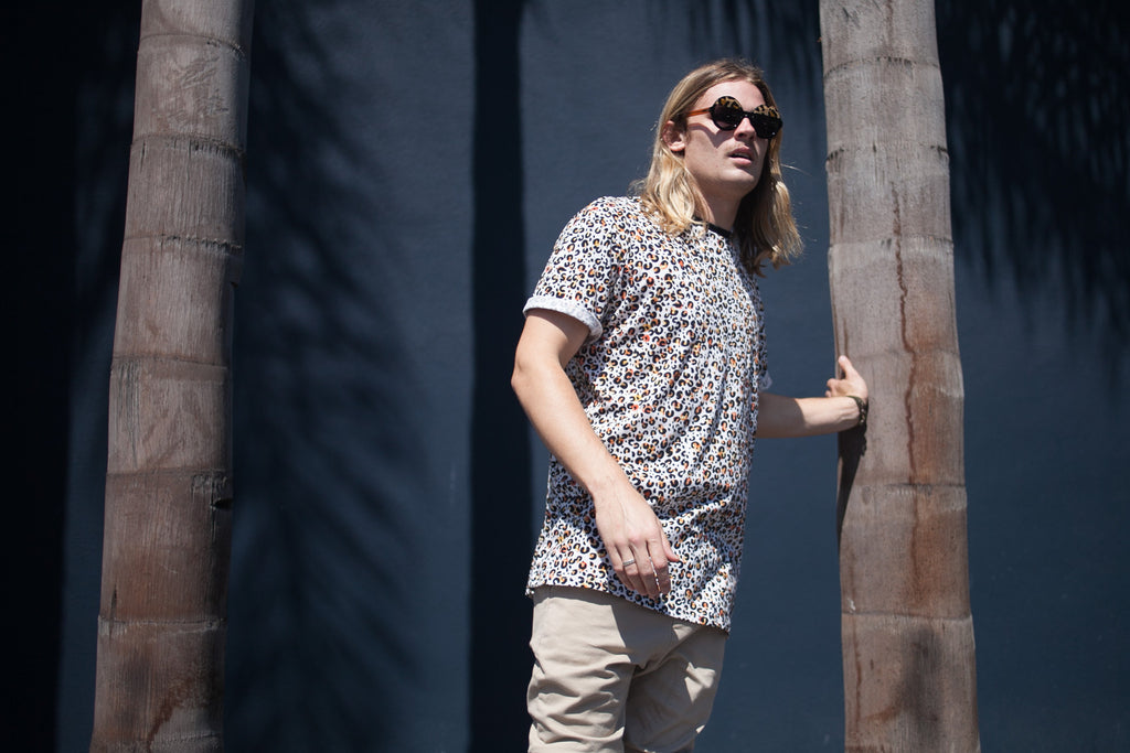 Panel Tee White Leopard
