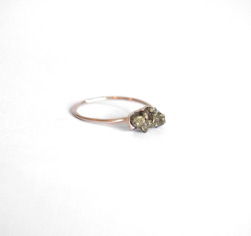 Pyrite Cluster Ring Rose Gold