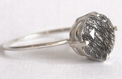 Tourmalinated Quartz Ring Silver